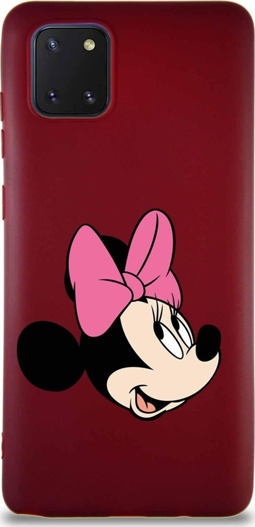 Samsung Galaxy Note 10 Lite Soft Premier Kapak Minnie Mouse-A Tasarımlı Silikon Kılıf - Mürdüm