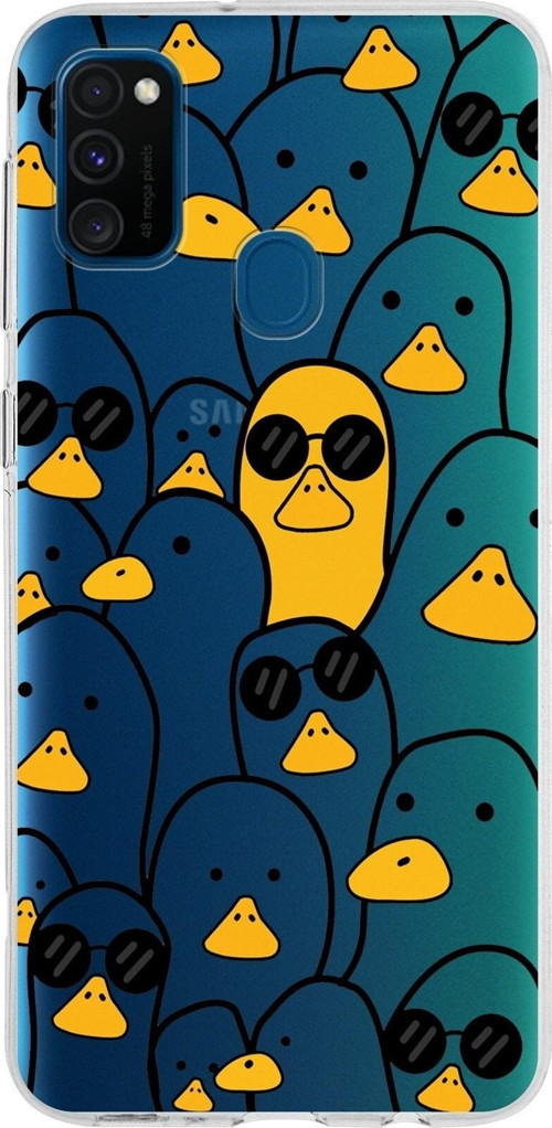 Samsung Galaxy M30S Kapak Duck Tasarımlı Şeffaf Silikon Kılıf