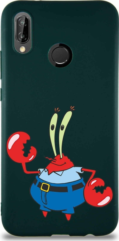 Huawei P20 Lite Soft Premier Kapak Bay Yengeç Tasarımlı Silikon Kılıf - Yeşil