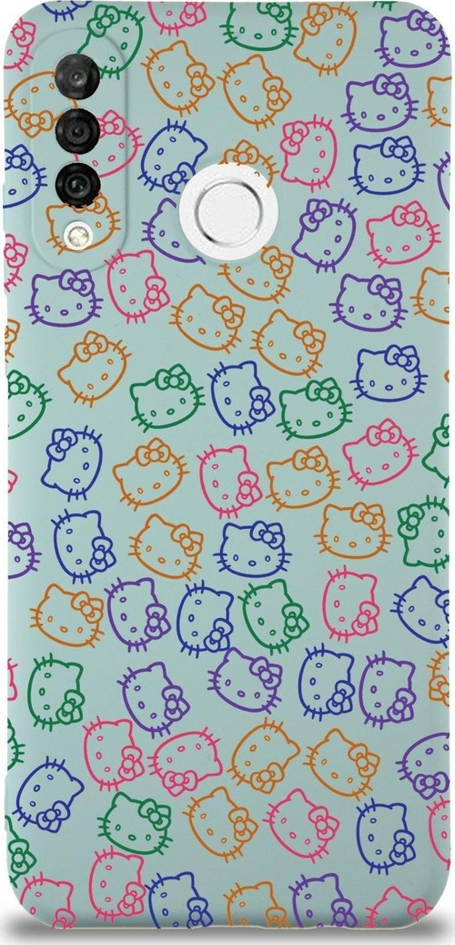 Huawei P 30 Lite Uyumlu Lansman Kılıf Hello Kitty Tasarımlı Içi Kadife Turkuaz Kapak