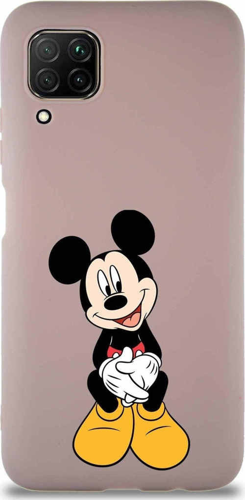 Huawei P40 Lite Soft Premier Kapak Mickey Mouse-A Tasarımlı Silikon Kılıf - Pudra
