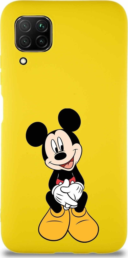 Huawei P40 Lite Soft Premier Kapak Mickey Mouse-A Tasarımlı Silikon Kılıf - Sarı