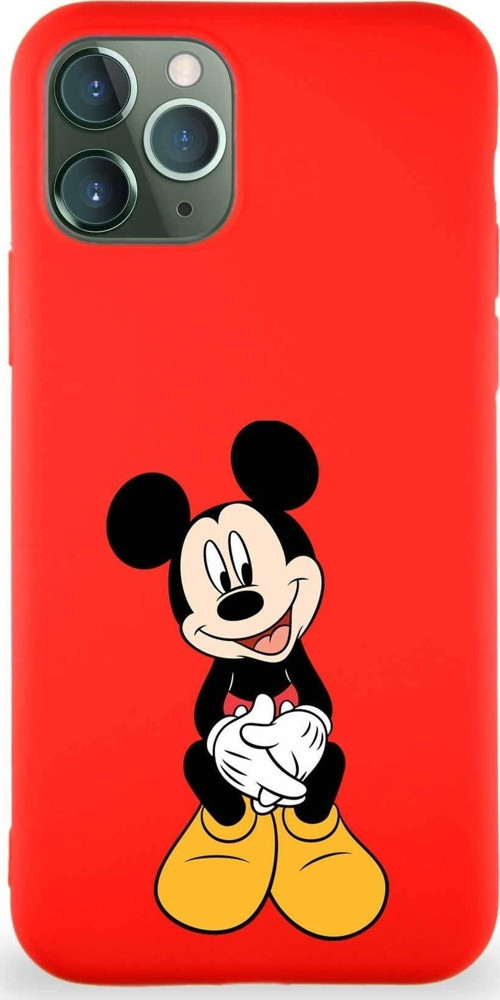 Iphone 11 Pro Uyumlu Soft Premier Kapak Mickey Mouse-A Tasarımlı Silikon Kılıf - Kırmızı