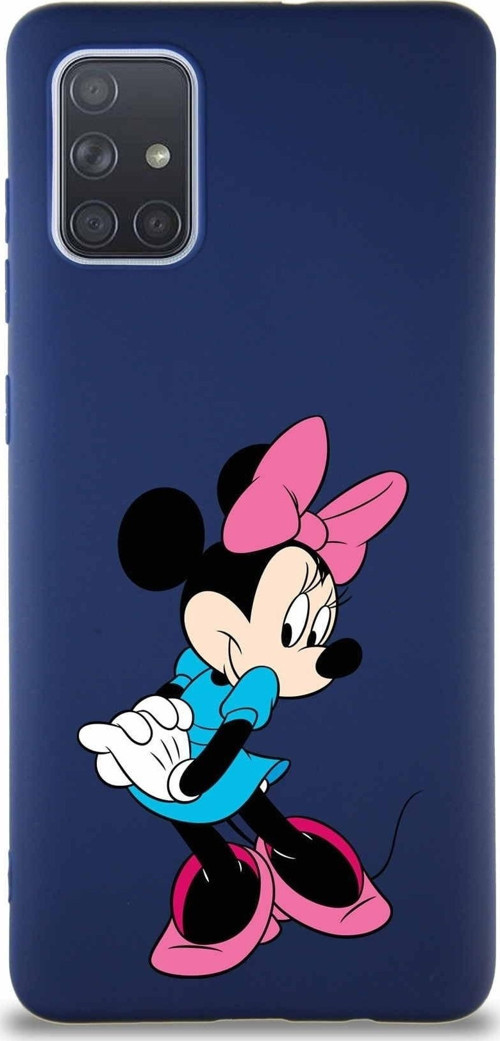 Samsung Galaxy A71 Soft Premier Kapak Minnie Mouse-F Tasarımlı Silikon Kılıf - Lacivert