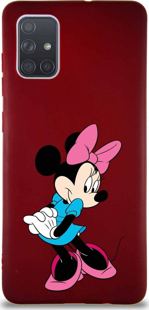 Samsung Galaxy A71 Soft Premier Kapak Minnie Mouse-F Tasarımlı Silikon Kılıf - Mürdüm
