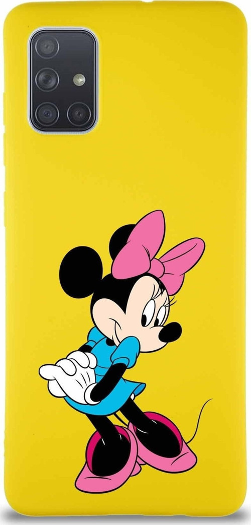 Samsung Galaxy A71 Soft Premier Kapak Minnie Mouse-F Tasarımlı Silikon Kılıf - Sarı
