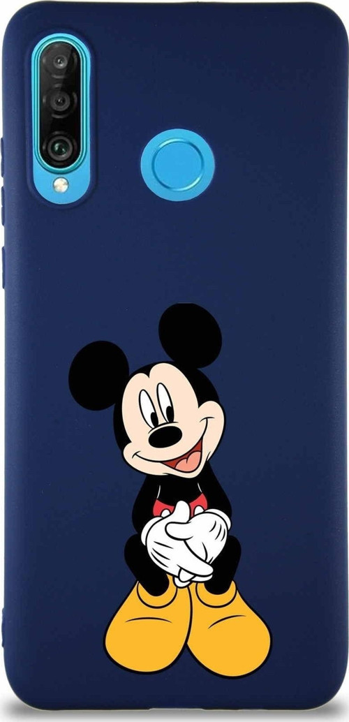 Huawei P30 Lite Soft Premier Kapak Mickey Mouse-A Tasarımlı Silikon Kılıf - Lacivert