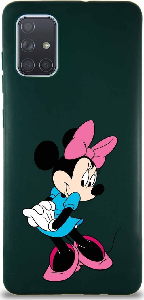 Samsung Galaxy A71 Soft Premier Kapak Minnie Mouse-F Tasarımlı Silikon Kılıf - Yeşil