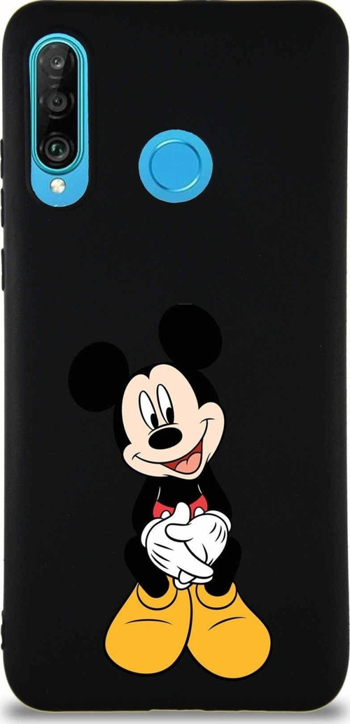 Huawei P30 Lite Soft Premier Kapak Mickey Mouse-A Tasarımlı Silikon Kılıf - Siyah