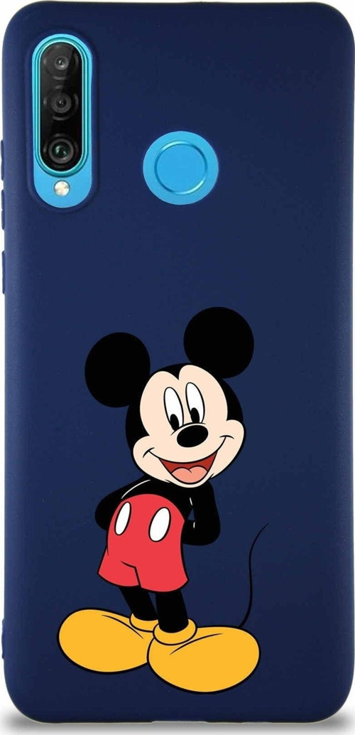 Huawei P30 Lite Soft Premier Kapak Mickey Mouse-B Tasarımlı Silikon Kılıf - Lacivert