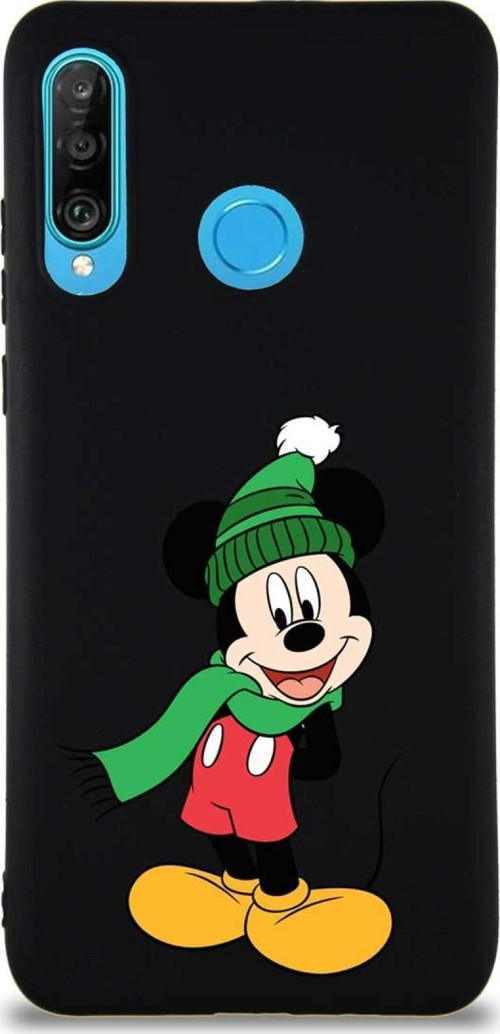 Huawei P30 Lite Soft Premier Kapak Mickey Mouse-G Tasarımlı Silikon Kılıf - Siyah