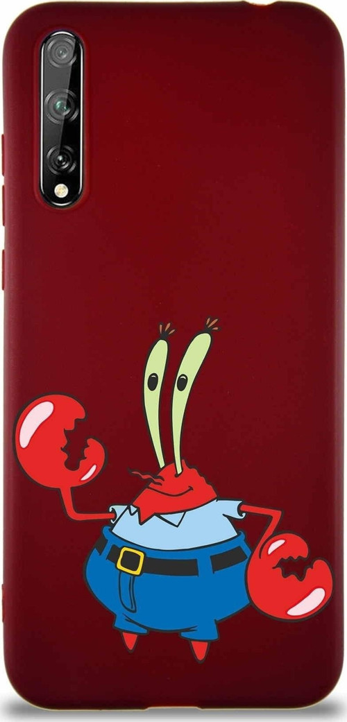 Huawei P Smart S Soft Premier Kapak Bay Yengeç Tasarımlı Silikon Kılıf - Mürdüm