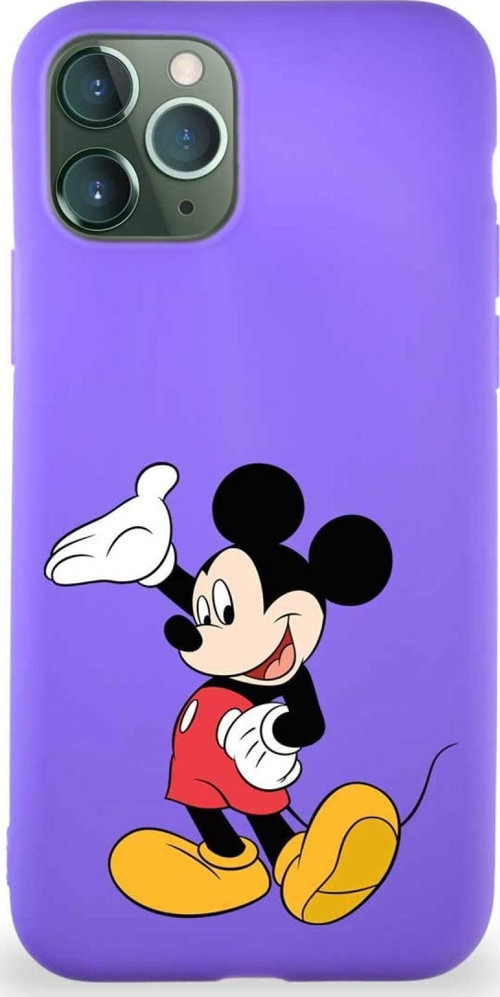 Iphone 11 Pro Uyumlu Soft Premier Kapak Mickey Mouse-C Tasarımlı Silikon Kılıf - Mor