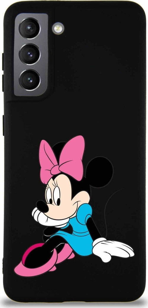 Samsung Galaxy S21 Soft Premier Kapak Minnie Mouse-E Tasarımlı Silikon Kılıf - Siyah