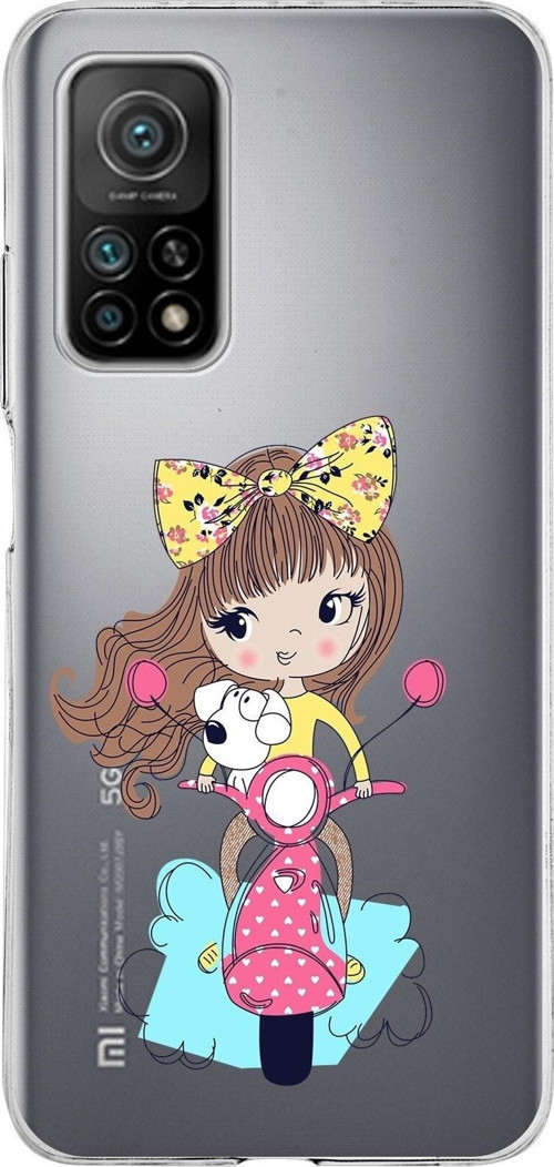 Xiaomi Mi 10 T Uyumlu Kapak Vespagirl Tasarımlı Şeffaf Silikon Kılıf
