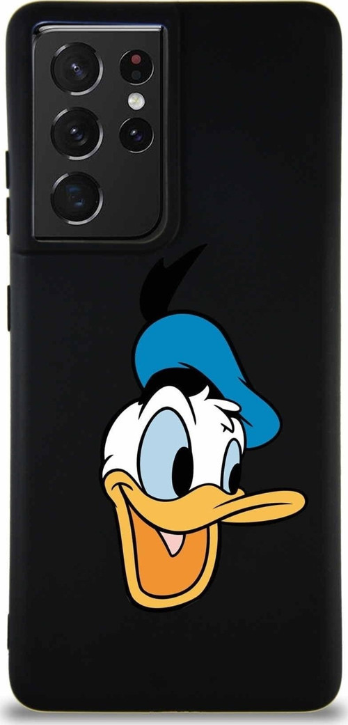 Samsung Galaxy S21 Ultra Soft Premier Kapak Donald Duck-A Tasarımlı Silikon Kılıf - Siyah