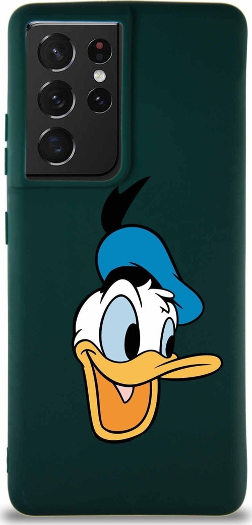 Samsung Galaxy S21 Ultra Soft Premier Kapak Donald Duck-A Tasarımlı Silikon Kılıf - Yeşil