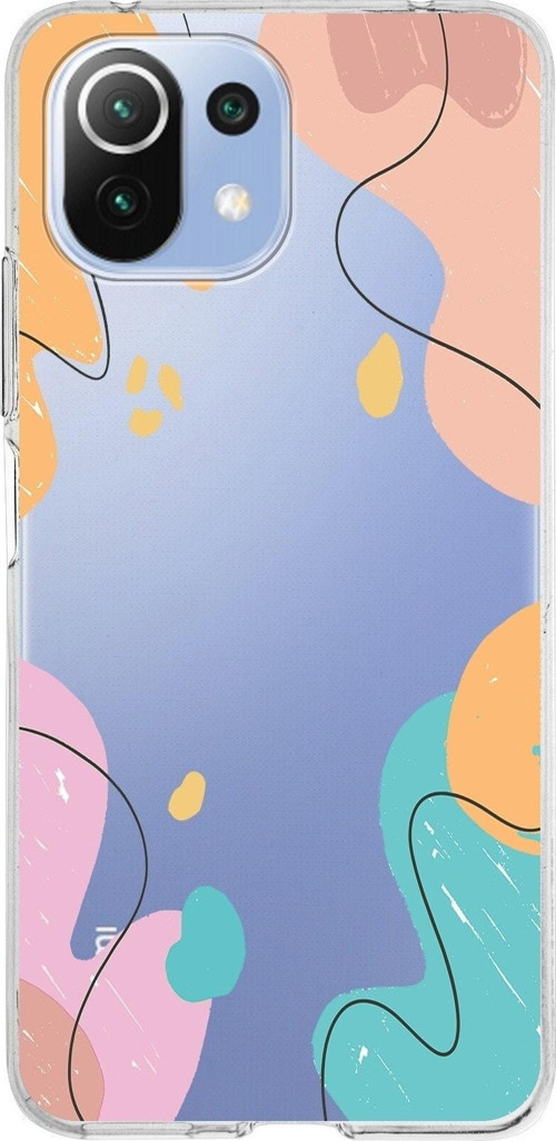 Xiaomi Mi 11 Lite Uyumlu Kapak Karışık Renkler Tasarımlı Şeffaf Silikon Kılıf