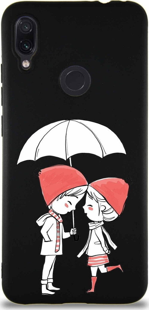 Xiaomi Redmi Note 7 Pro Soft Premier Kapak Aşk Tasarımlı Silikon Kılıf - Siyah