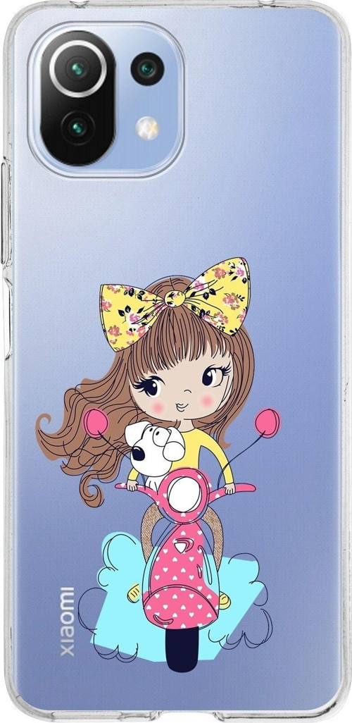 Xiaomi Mi 11 Lite Uyumlu Kapak Vespagirl Tasarımlı Şeffaf Silikon Kılıf