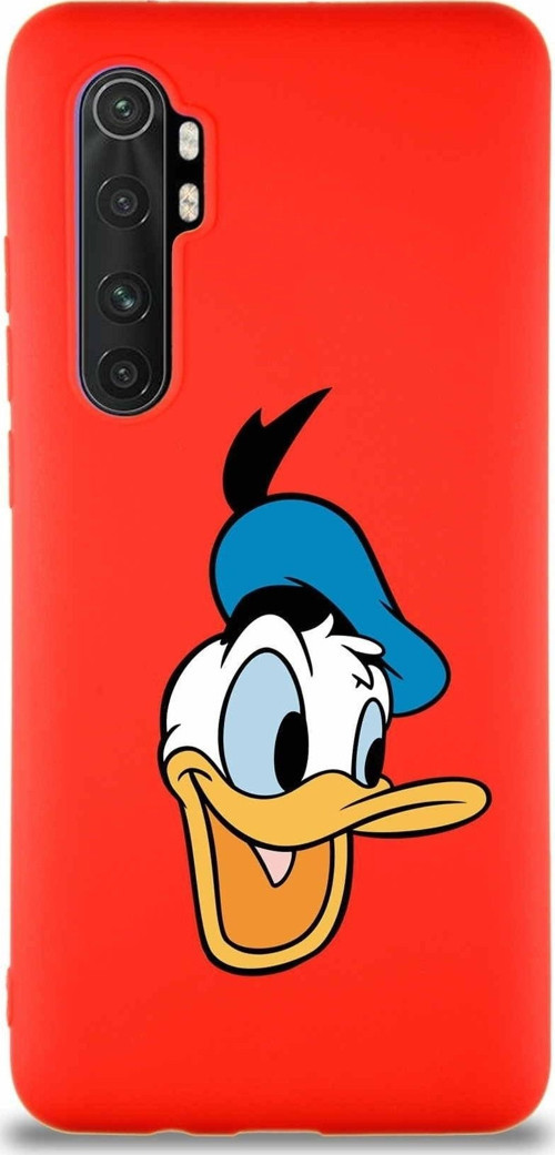 Xiaomi Mi Note 10 Lite Soft Premier Kapak Donald Duck-A Tasarımlı Silikon Kılıf - Kırmızı