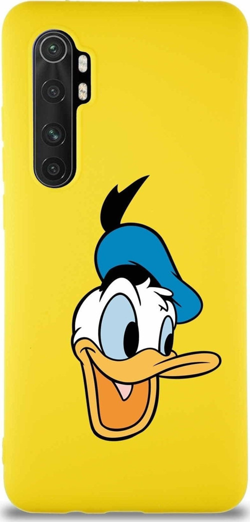 Xiaomi Mi Note 10 Lite Soft Premier Kapak Donald Duck-A Tasarımlı Silikon Kılıf - Sarı
