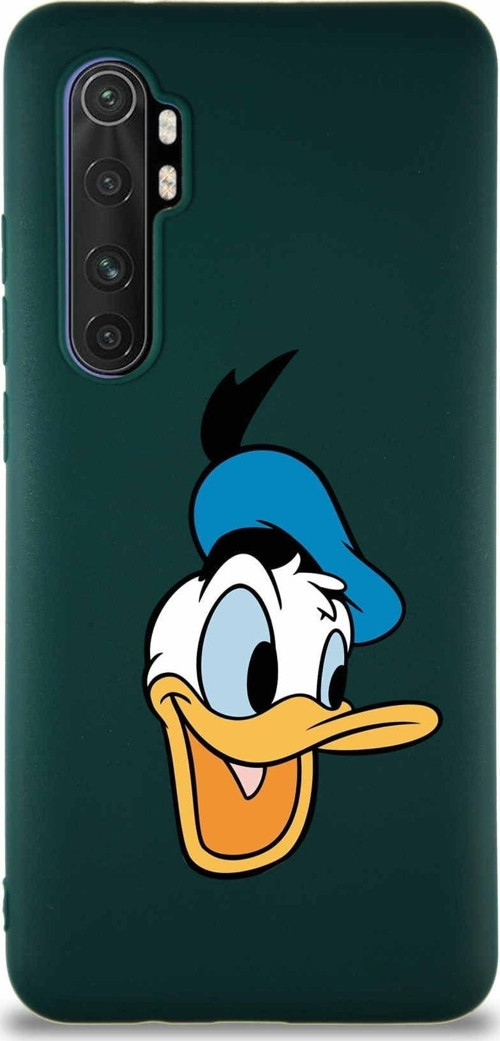 Xiaomi Mi Note 10 Lite Soft Premier Kapak Donald Duck-A Tasarımlı Silikon Kılıf - Yeşil