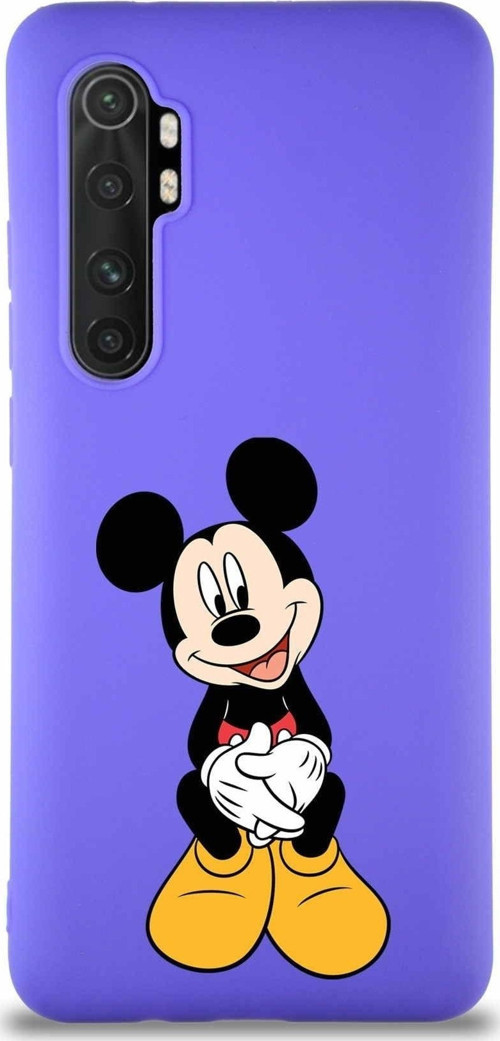 Xiaomi Mi Note 10 Lite Soft Premier Kapak Mickey Mouse-A Tasarımlı Silikon Kılıf - Mor