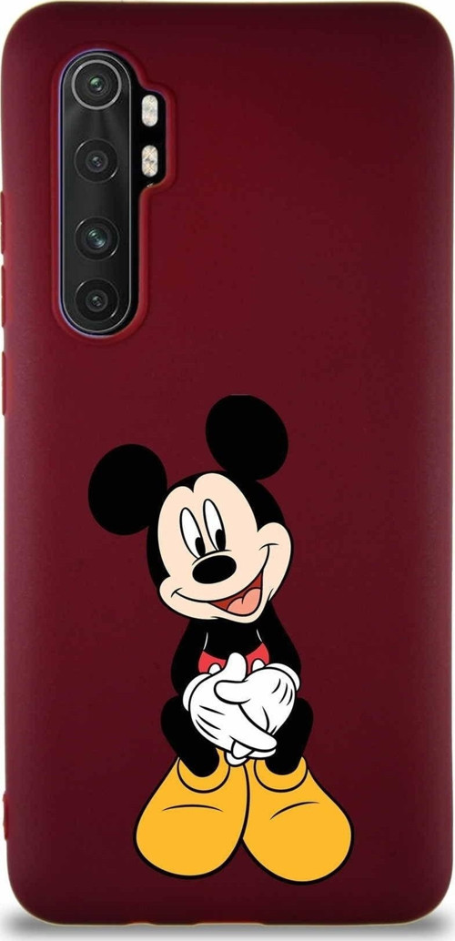 Xiaomi Mi Note 10 Lite Soft Premier Kapak Mickey Mouse-A Tasarımlı Silikon Kılıf - Mürdüm
