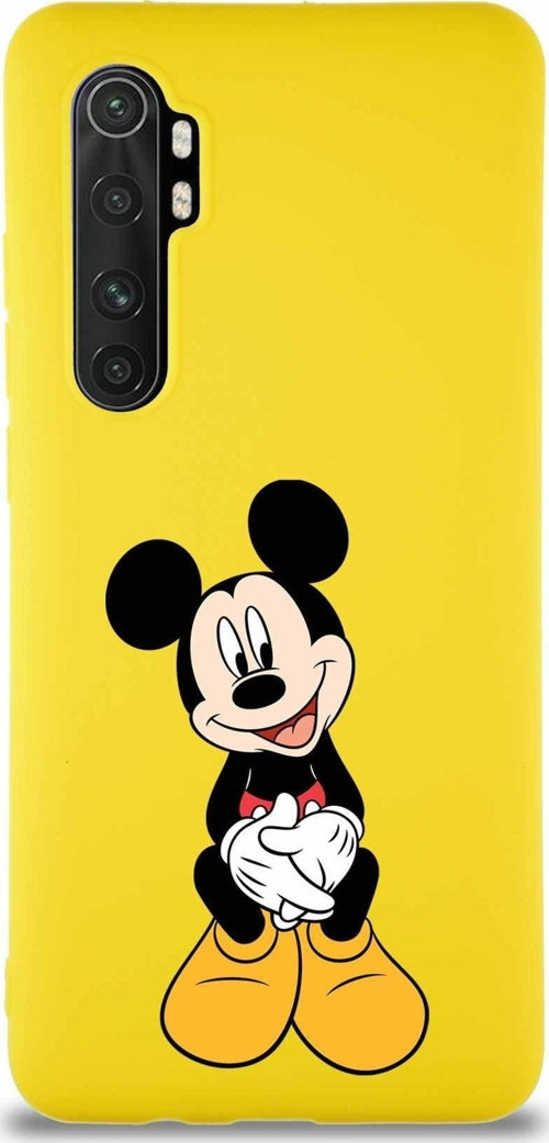 Xiaomi Mi Note 10 Lite Soft Premier Kapak Mickey Mouse-A Tasarımlı Silikon Kılıf - Sarı