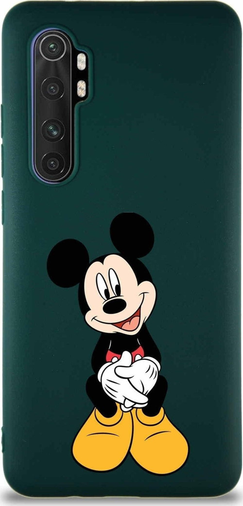 Xiaomi Mi Note 10 Lite Soft Premier Kapak Mickey Mouse-A Tasarımlı Silikon Kılıf - Yeşil