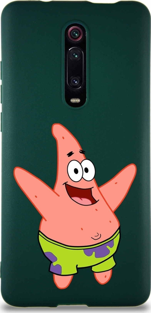Xiaomi Mi 9T Soft Premier Kapak Patrick Yıldız Tasarımlı Silikon Kılıf - Yeşil