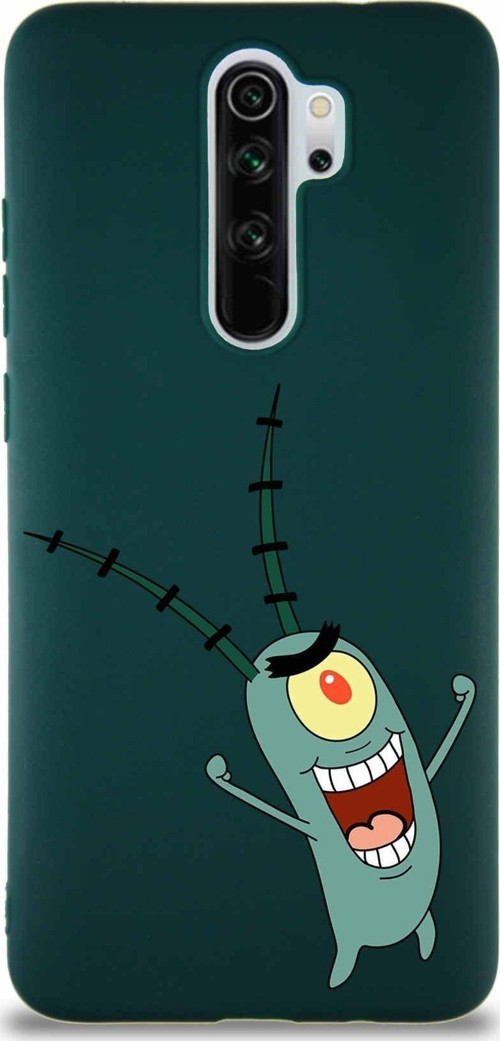 Xiaomi Redmi Note 8 Pro Soft Premier Kapak Plankton Tasarımlı Silikon Kılıf - Yeşil