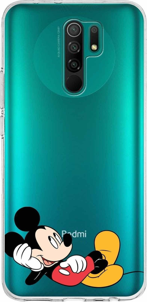 Xiaomi Redmi 9 Uyumlu Kapak Mickey Mouse Tasarımlı Şeffaf Silikon Kılıf