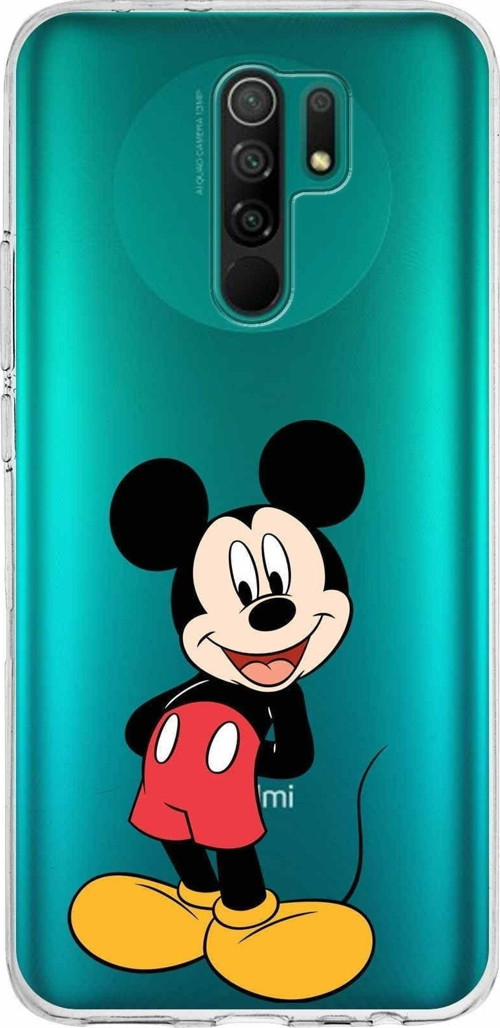 Xiaomi Redmi 9 Uyumlu Kapak Mickey Mouse Tasarımlı Şeffaf Silikon Kılıf