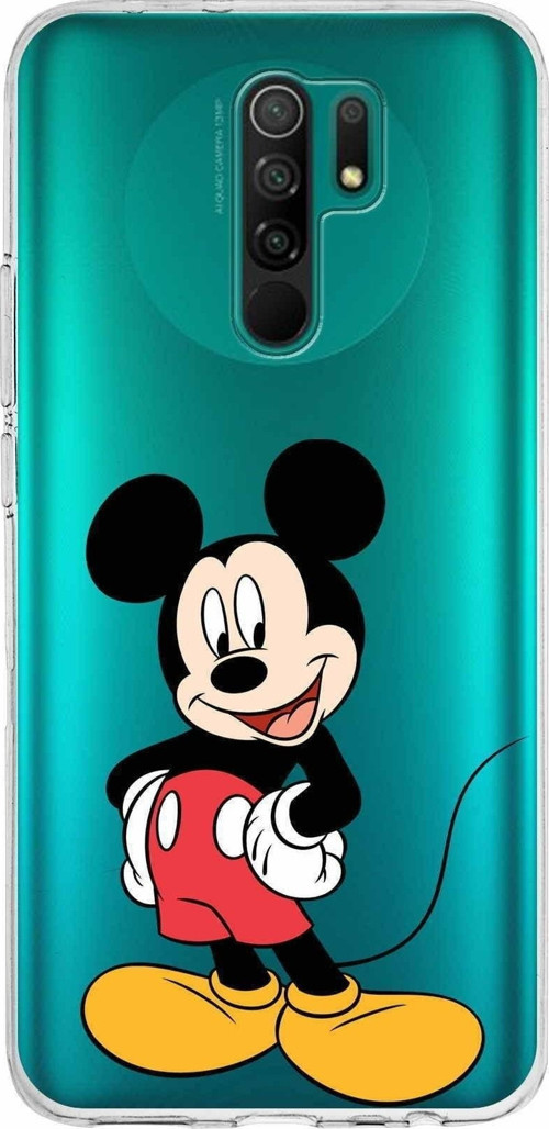 Xiaomi Redmi 9 Uyumlu Kapak Mickey Mouse Tasarımlı Şeffaf Silikon Kılıf