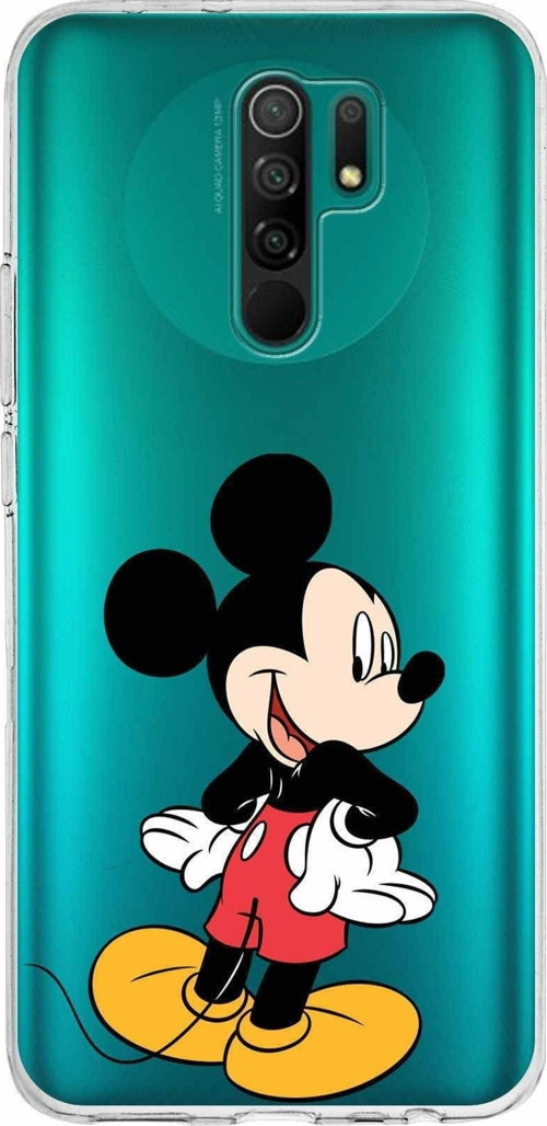Xiaomi Redmi 9 Uyumlu Kapak Mickey Mouse Tasarımlı Şeffaf Silikon Kılıf