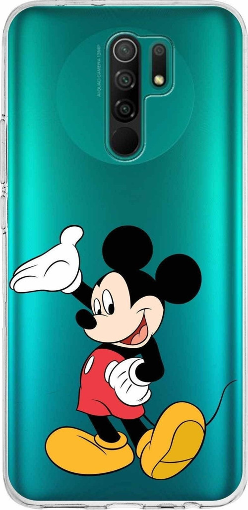 Xiaomi Redmi 9 Uyumlu Kapak Mickey Mouse Tasarımlı Şeffaf Silikon Kılıf