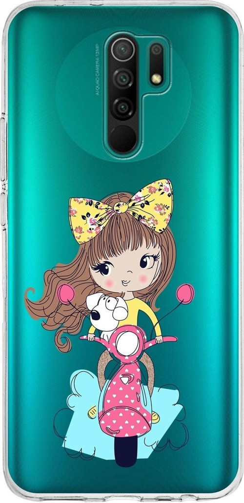 Xiaomi Redmi 9 Uyumlu Kapak Vespagirl Tasarımlı Şeffaf Silikon Kılıf