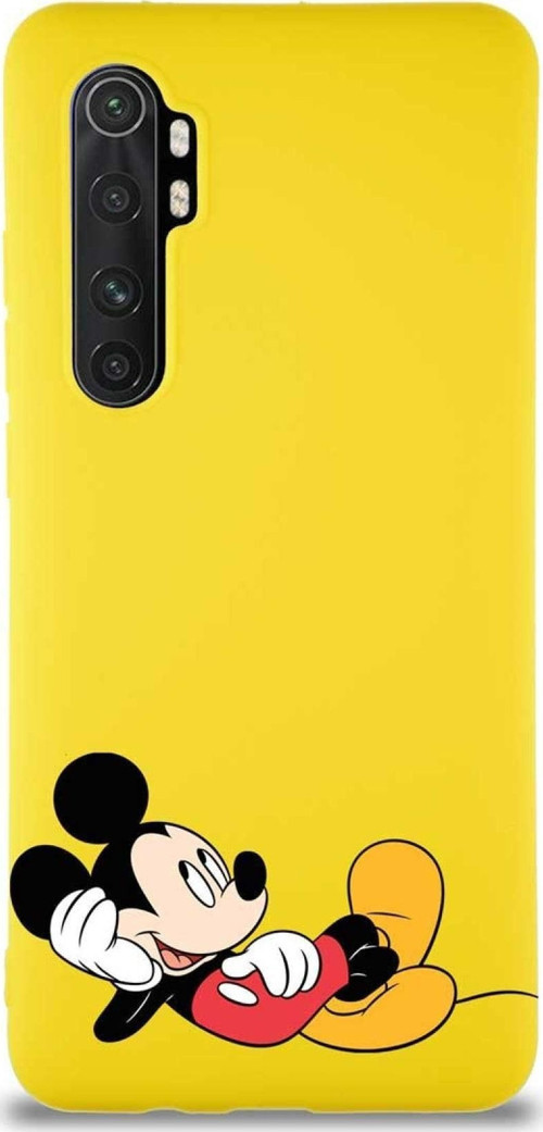 Xiaomi Mi Note 10 Lite Soft Premier Kapak Mickey Mouse-F Tasarımlı Silikon Kılıf - Sarı