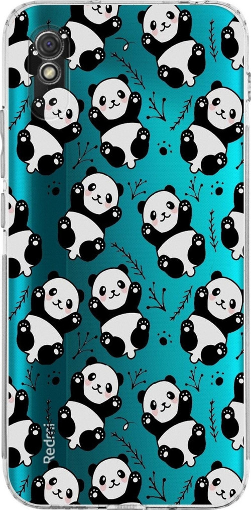 Xiaomi Redmi 9A Kamera Korumalı Kapak Panda Tasarımlı Şeffaf Kılıf