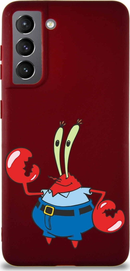 Samsung Galaxy S21 Soft Premier Kapak Bay Yengeç Tasarımlı Silikon Kılıf - Mürdüm