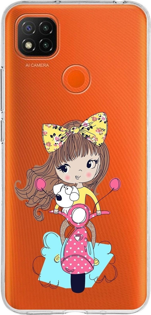 Xiaomi Redmi 9C Uyumlu Kapak Vespagirl Tasarımlı Şeffaf Silikon Kılıf
