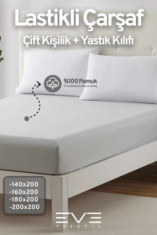 Pamuklu Çift Kişilik RainForce Kumaş Lastikli Çarşaf Ve Yastık Kılıfı Set