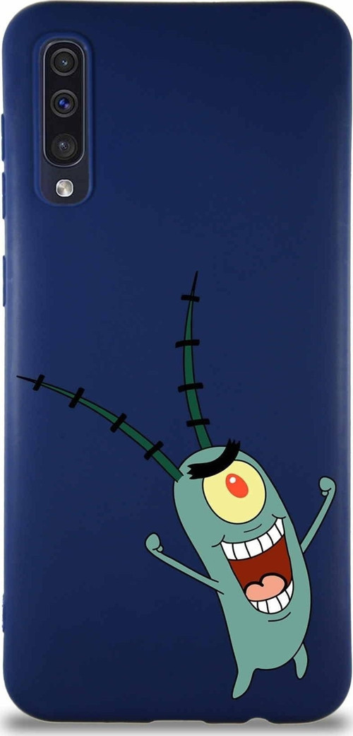Samsung Galaxy A50 Soft Premier Kapak Plankton Tasarımlı Silikon Kılıf - Lacivert
