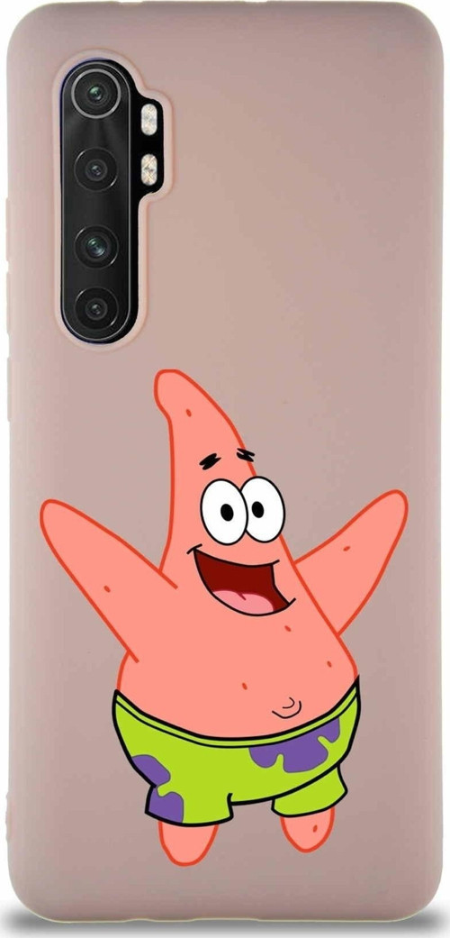 Xiaomi Mi Note 10 Lite Soft Premier Kapak Patrick Yıldız Tasarımlı Silikon Kılıf - Pudra