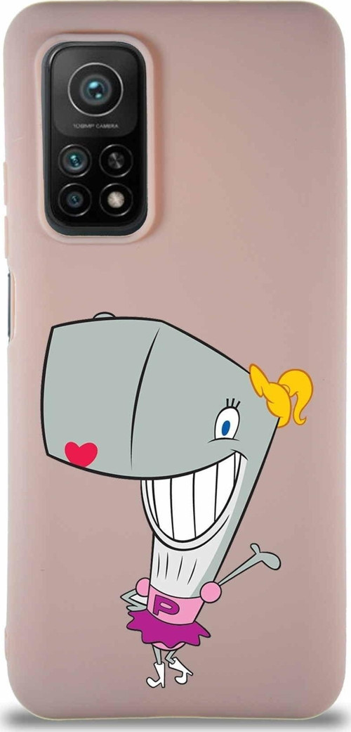 Xiaomi Mi 10T Soft Premier Kapak Pearl Yengeç Tasarımlı Silikon Kılıf - Pudra