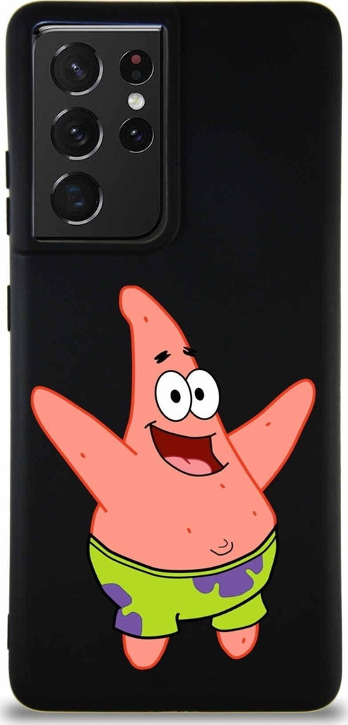 Samsung Galaxy S21 Ultra Soft Premier Kapak Patrick Yıldız Tasarımlı Silikon Kılıf - Siyah