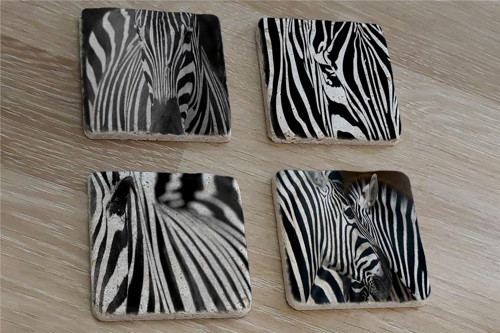 Zebra Doğal Taş Bardak Altlığı 4'lü set - Natural Stone Coasters
