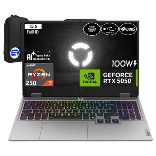 Loq 15AHP10 Ryzen 7-250 24GB Ram 1tb SSD RTX5050 8gb 100W 15.6'' Inç Fhd 144Hz WIN11 Pro 83JG006ATR + Elektropasa